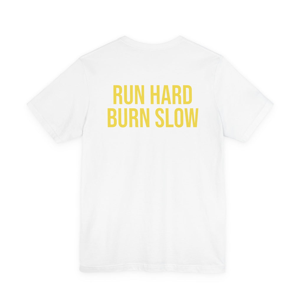 Humidor Hounds Vintage Emblem T-Shirt — “Run Hard Burn Slow” Athletic Tee