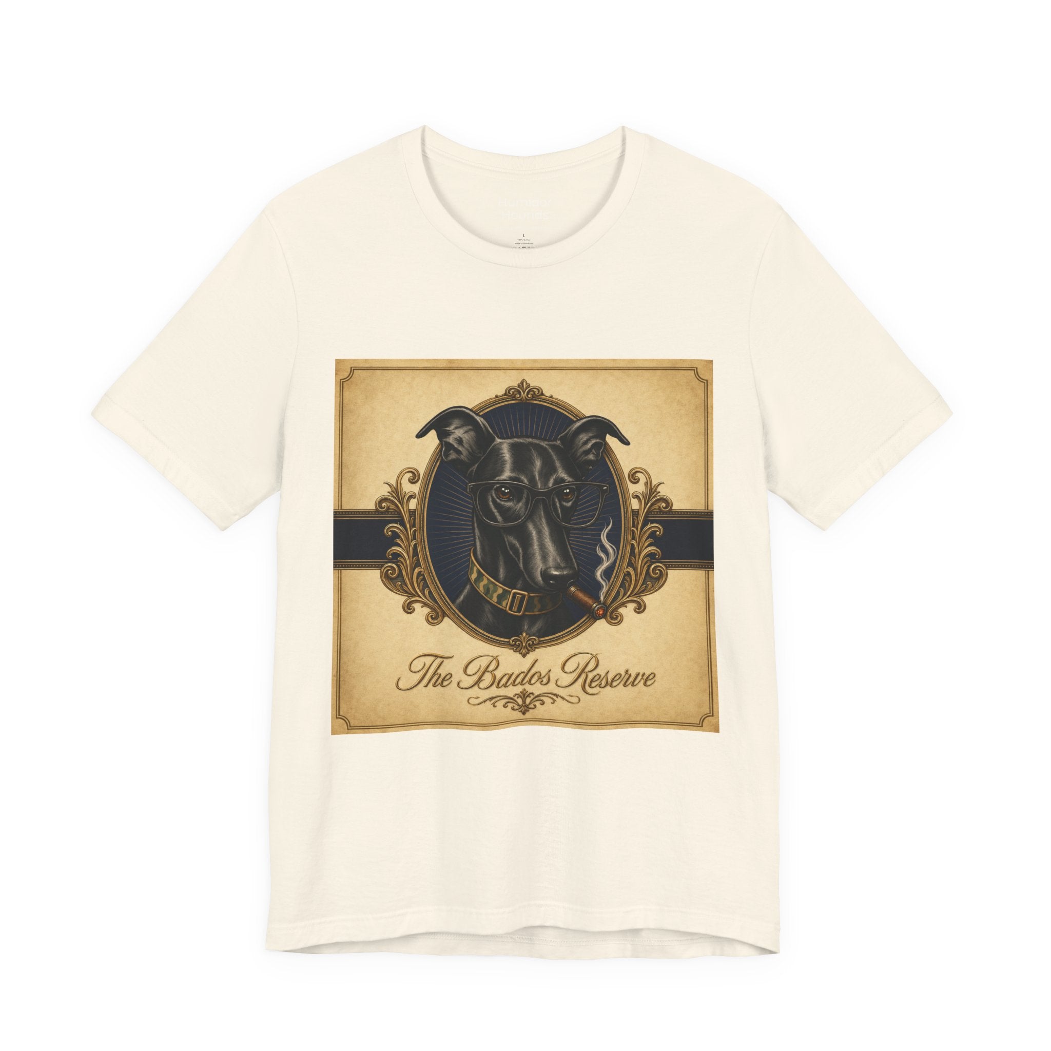 Vintage Dog Crest T‑Shirt — "The Bados Reserve" with "Run Hard Burn Slow" Slogan