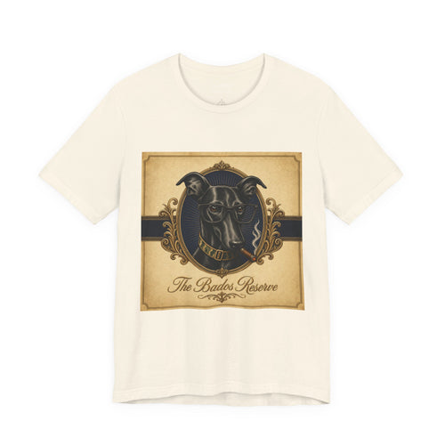 Vintage Dog Crest T‑Shirt — "The Bados Reserve" with "Run Hard Burn Slow" Slogan