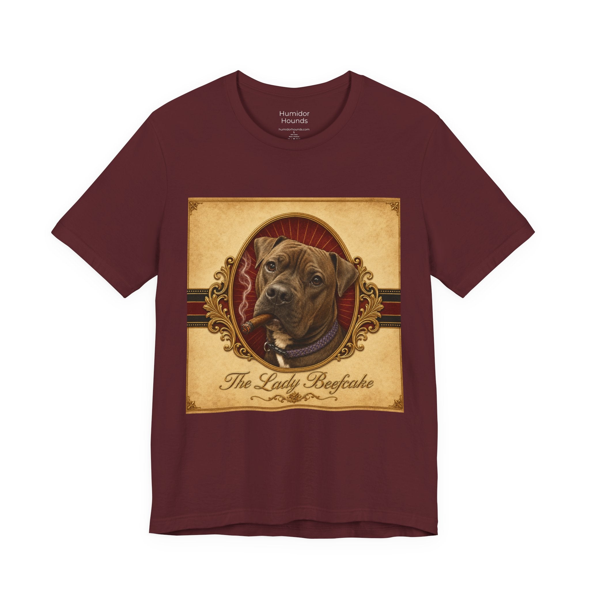 Vintage Dog Portrait Tee — “The Lady Beefcake” Front & “Run Hard Burn Slow” Back