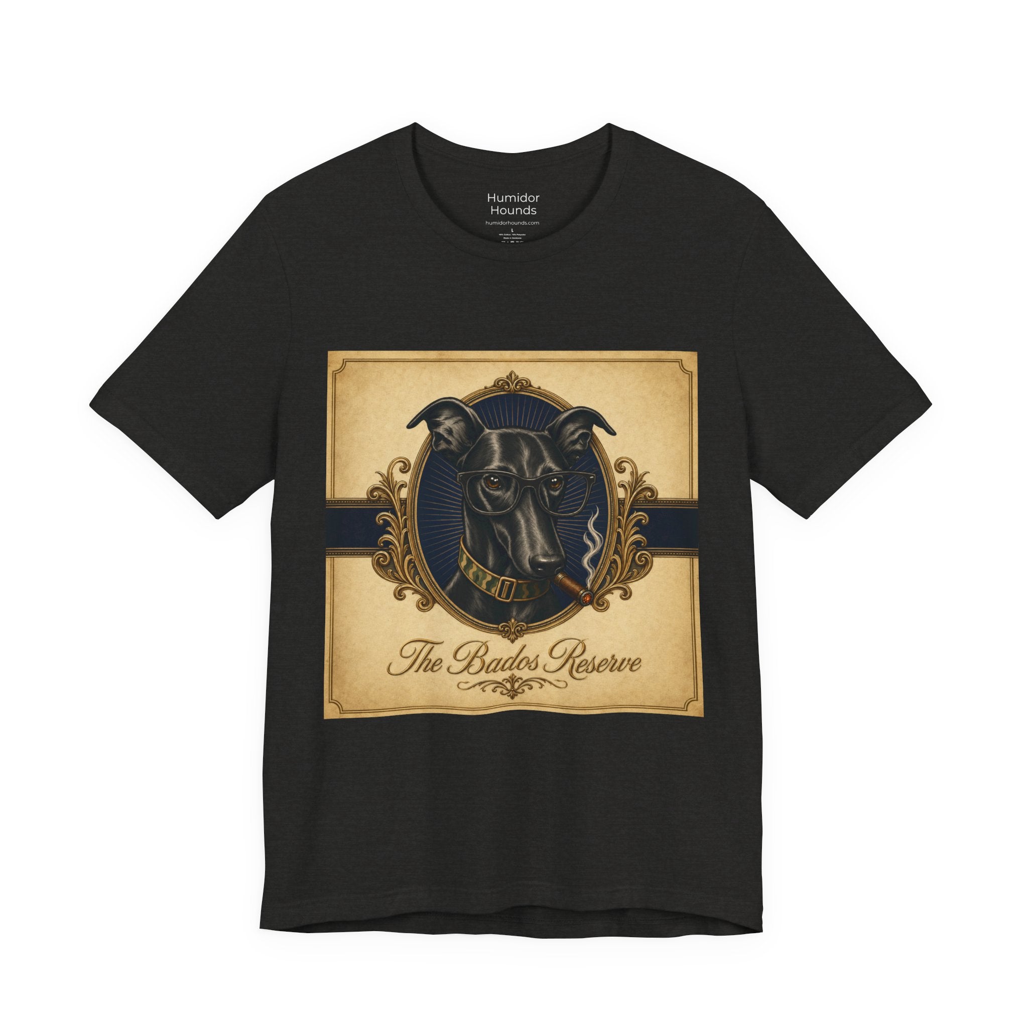 Vintage Dog Crest T‑Shirt — "The Bados Reserve" with "Run Hard Burn Slow" Slogan