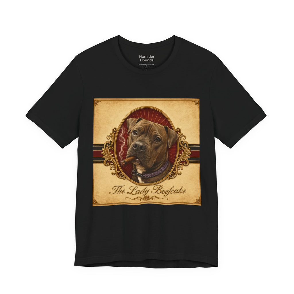 Vintage Dog Portrait Tee — “The Lady Beefcake” Front & “Run Hard Burn Slow” Back
