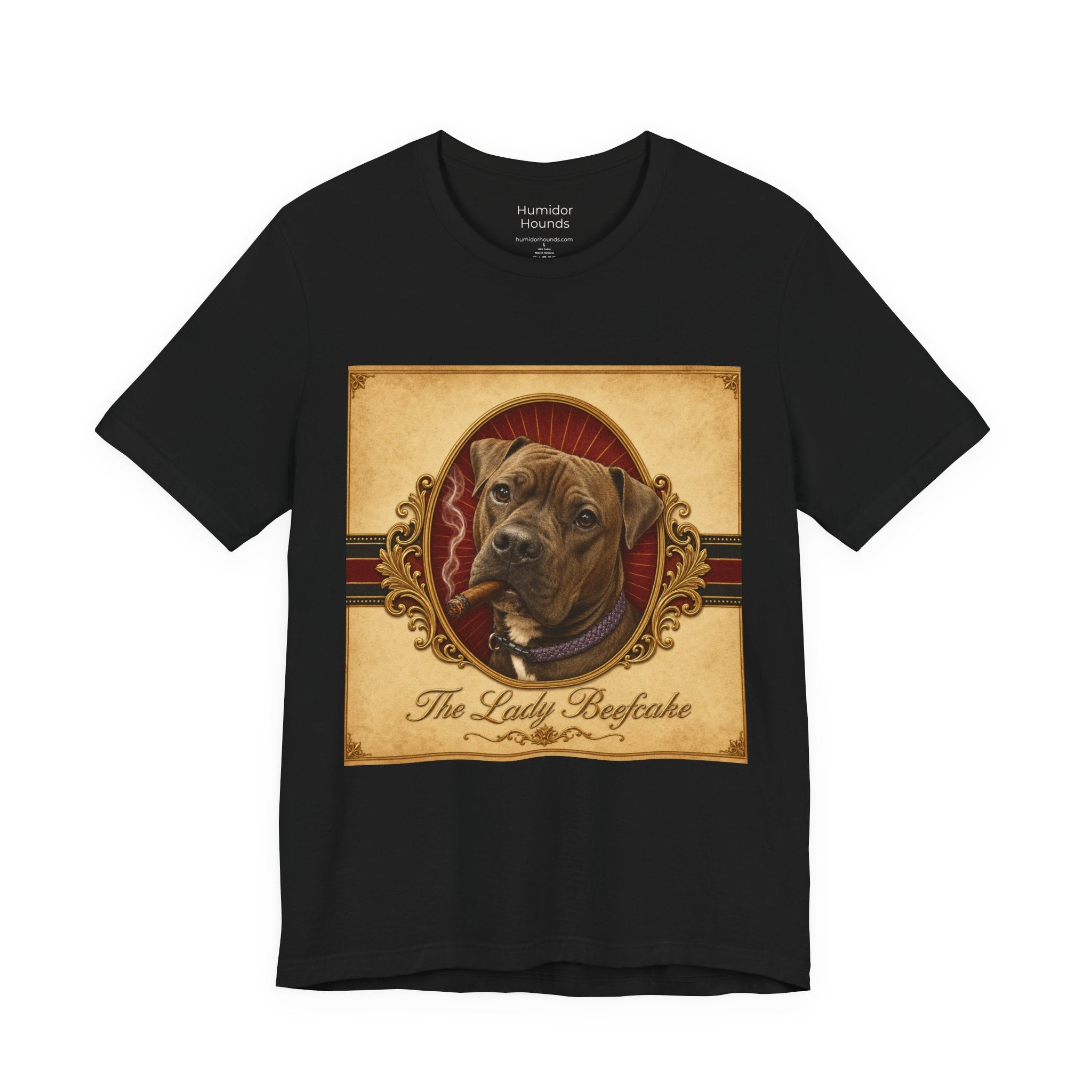 Vintage Dog Portrait Tee — “The Lady Beefcake” Front & “Run Hard Burn Slow” Back