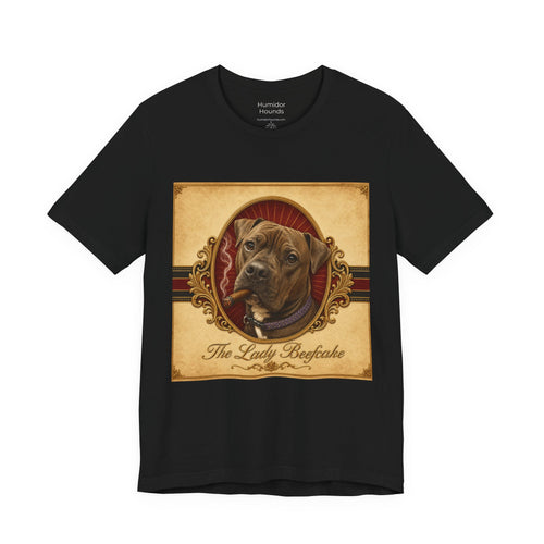 Vintage Dog Portrait Tee — “The Lady Beefcake” Front & “Run Hard Burn Slow” Back