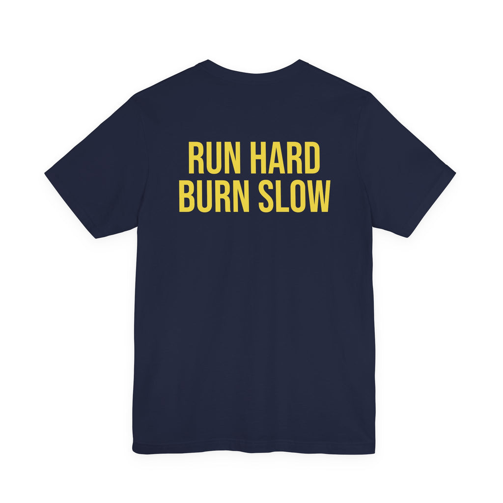 Humidor Hounds Vintage Emblem T-Shirt — “Run Hard Burn Slow” Athletic Tee
