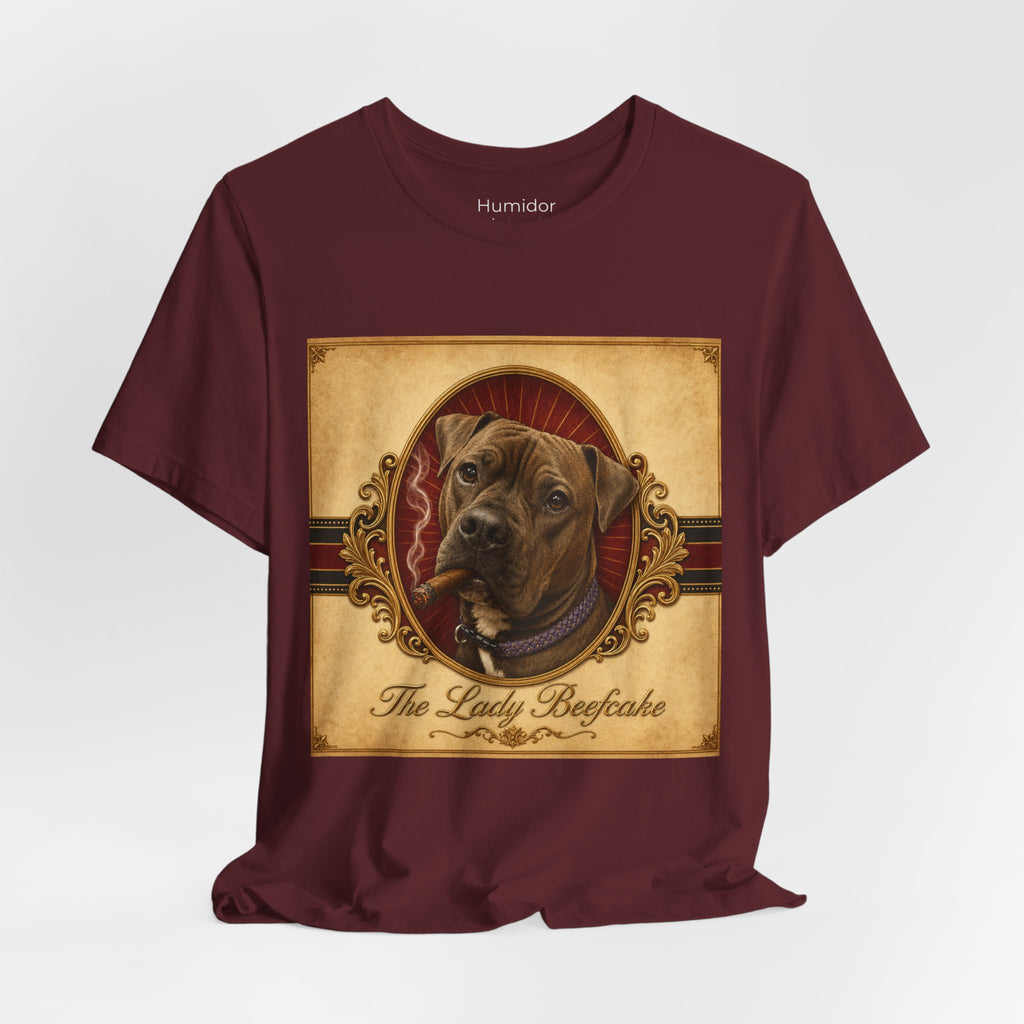 Vintage Dog Portrait Tee — “The Lady Beefcake” Front & “Run Hard Burn Slow” Back