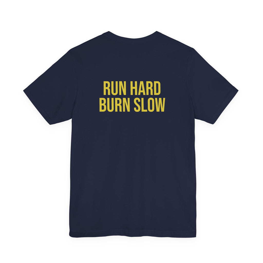 Run Hard Burn Slow Greyhound Dog T‑Shirt — "The Lady Eyeballs" Vintage Cigar Graphic