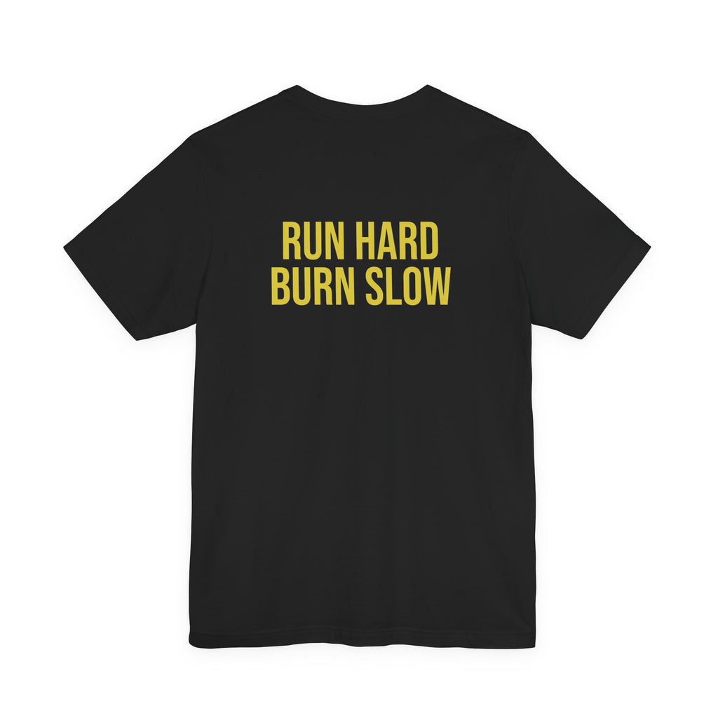 Run Hard Burn Slow Greyhound Dog T‑Shirt — "The Lady Eyeballs" Vintage Cigar Graphic