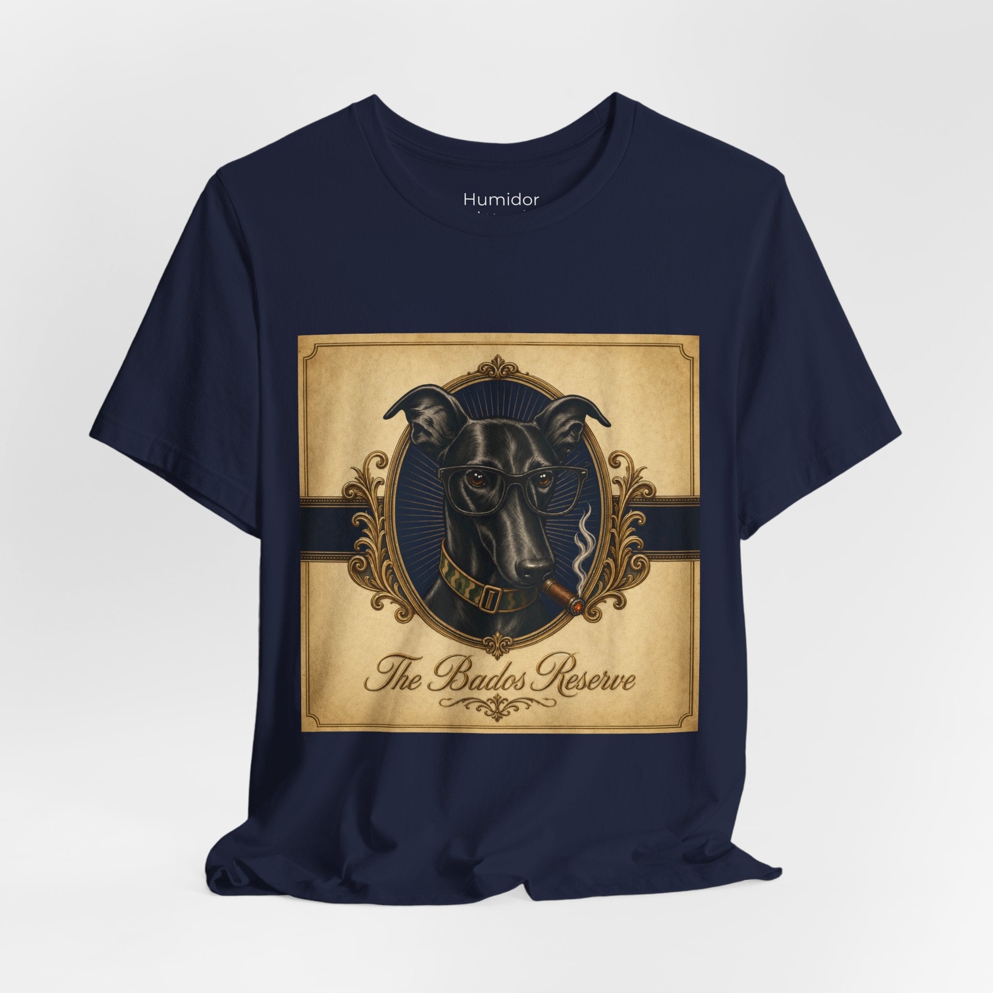 Vintage Dog Crest T‑Shirt — "The Bados Reserve" with "Run Hard Burn Slow" Slogan