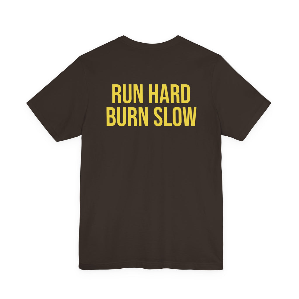 Humidor Hounds Vintage Emblem T-Shirt — “Run Hard Burn Slow” Athletic Tee